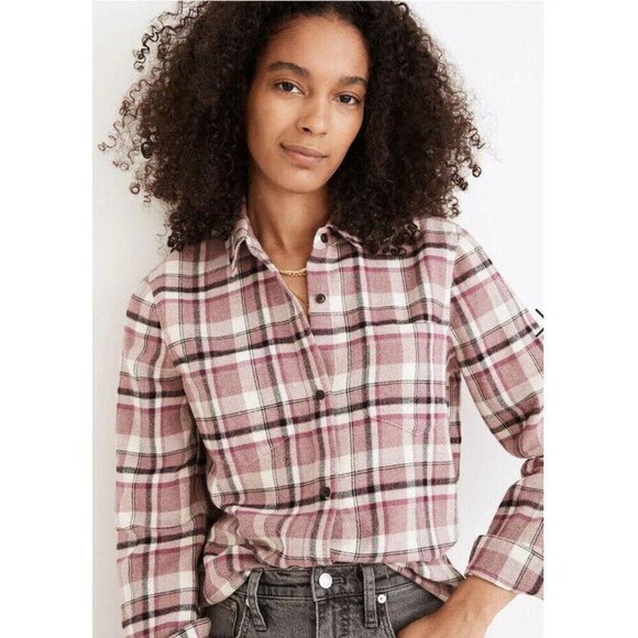 Madewell Classic Ex Boyfriend Shirt in Cornado Plaid Button Up XS‎ Outdoor Cozy - Picture 1 of 11